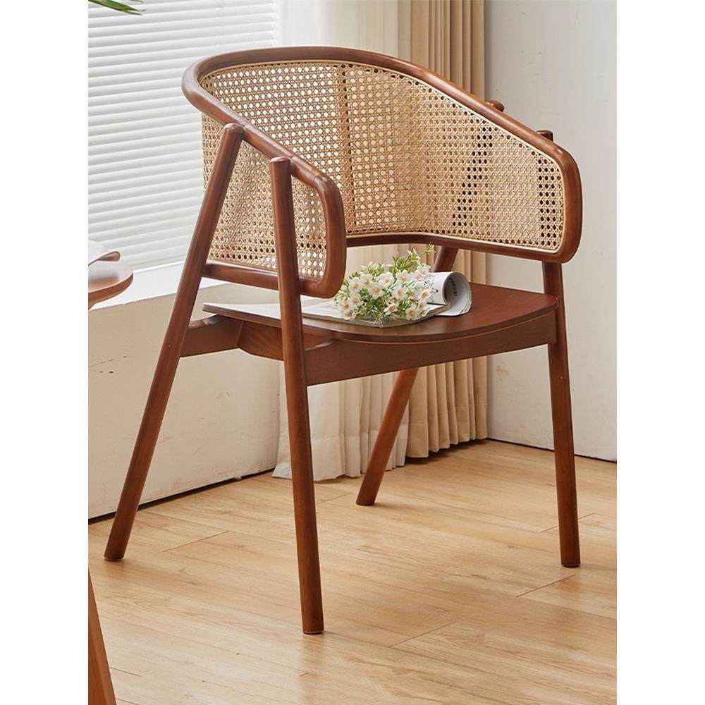 藤椅北欧藤编实木扶手椅子中古休闲围椅阳台喝茶家用轻奢单人圈椅,住宅家具,餐椅,淘宝优惠券,粉丝福利购,淘宝优惠卷