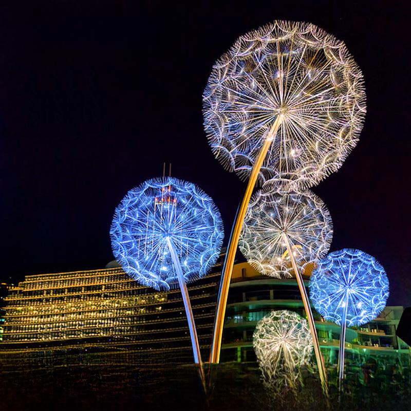 Led光纤蒲公英灯户外庭院公园照明景观芦苇灯花园花园发光球灯