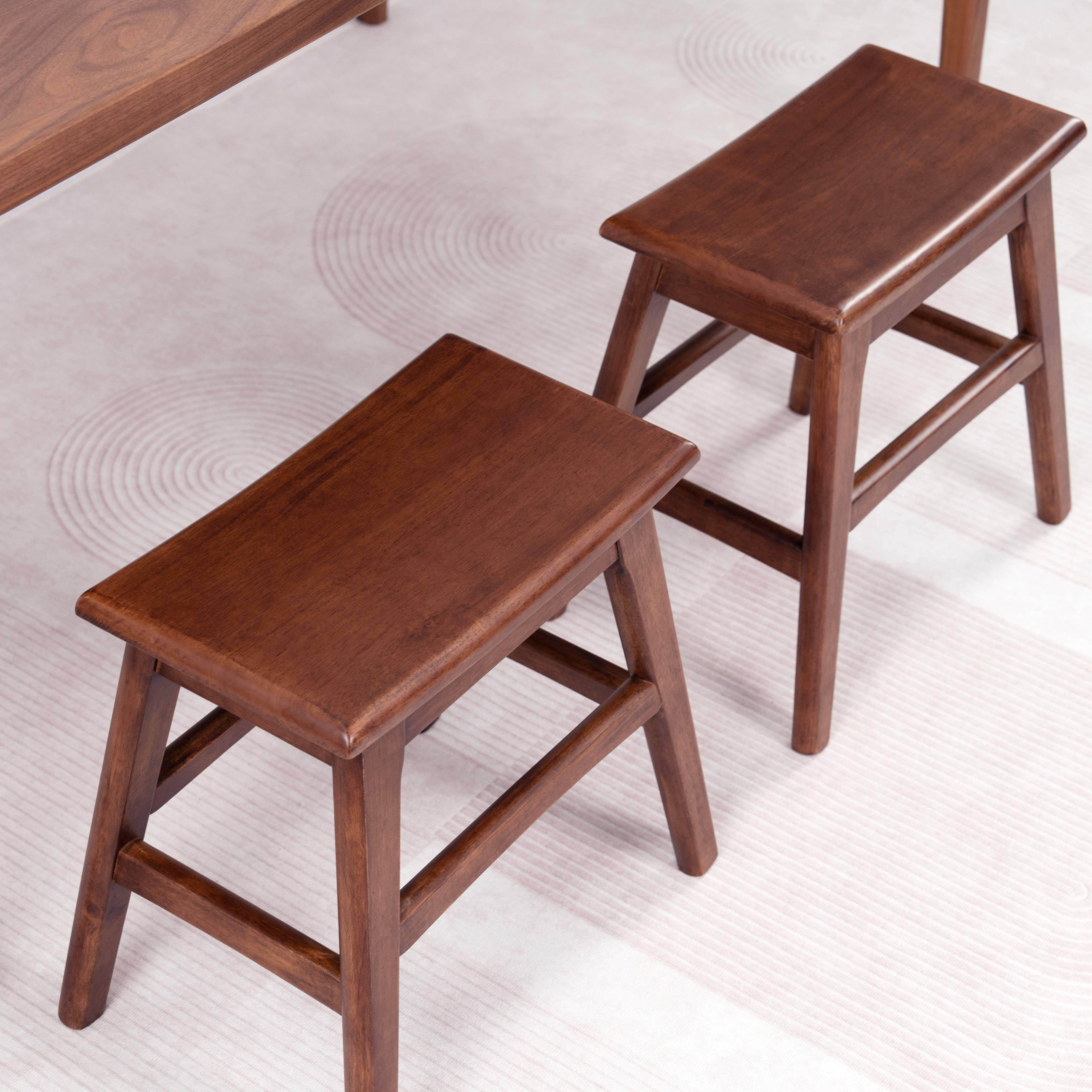 实木方凳家用餐凳新中式马鞍凳换鞋凳休闲梳妆凳餐厅桌椅原木凳子
