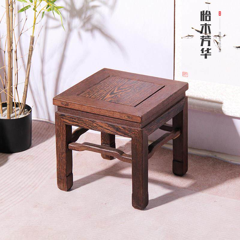 红木非洲鸡翅木方凳实木中式餐凳换鞋凳矮凳茶凳四方凳榫卯马蹄凳
