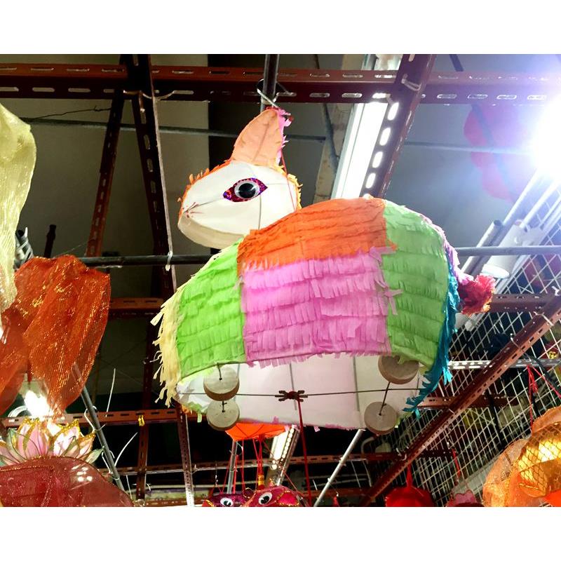 中秋节花灯传统手工艺生肖兔子灯笼室内挂件铁架纸质灯会装饰成品
