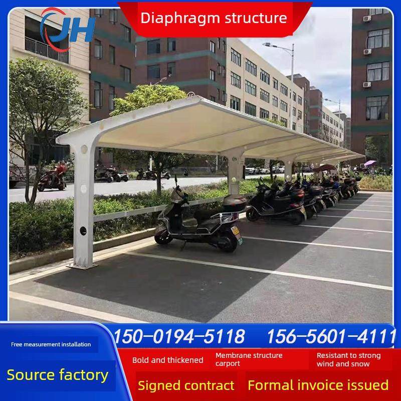 膜结构车棚小区电动车棚汽车停车棚钢结构遮阳雨棚户外充电桩棚