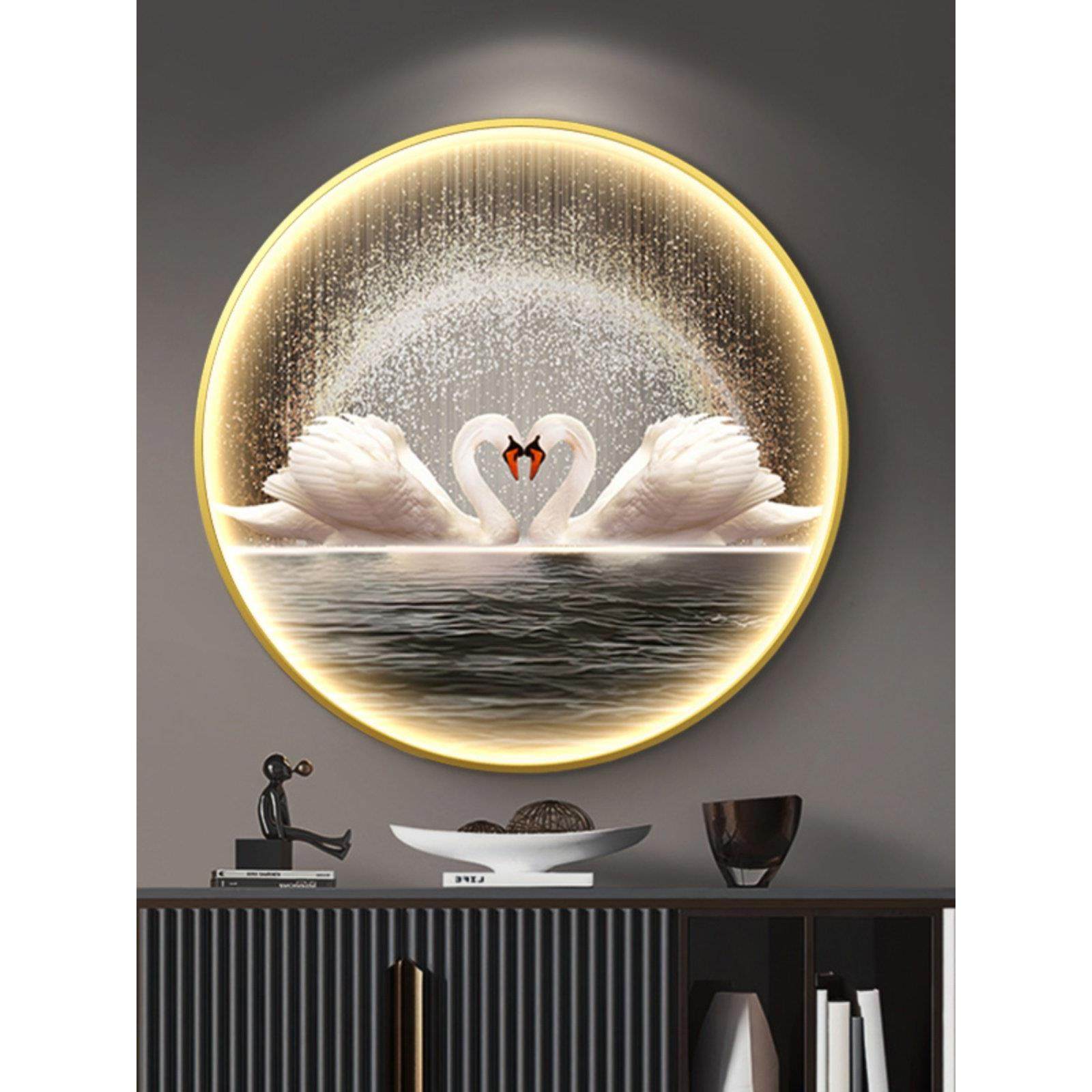 天鹅钻石画2024新款满钻轻奢主卧室简约钻石绣圆形玄关贴钻十字绣,居家布艺,钻石绣,淘宝优惠券,粉丝福利购,淘宝优惠卷