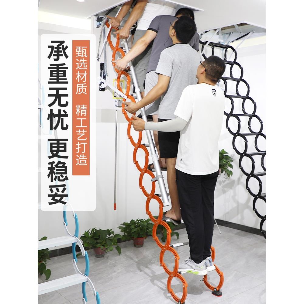 电动伸缩楼梯室内家用隐形别墅锻造加厚收纳钛镁合金多功能阁楼