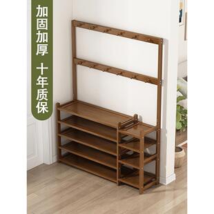多功能鞋架衣帽架一体门口实木鞋子置物架入门鞋架子家用经济型