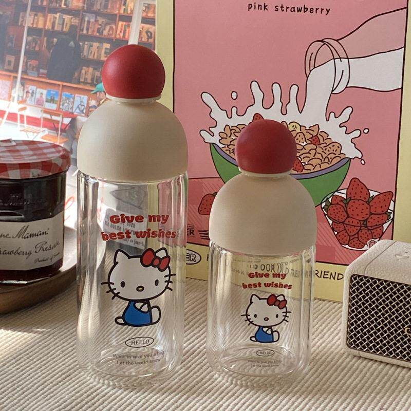 红鼻子双层隔热玻璃杯可爱kt密封车载随手杯耐高温水杯礼物220ml