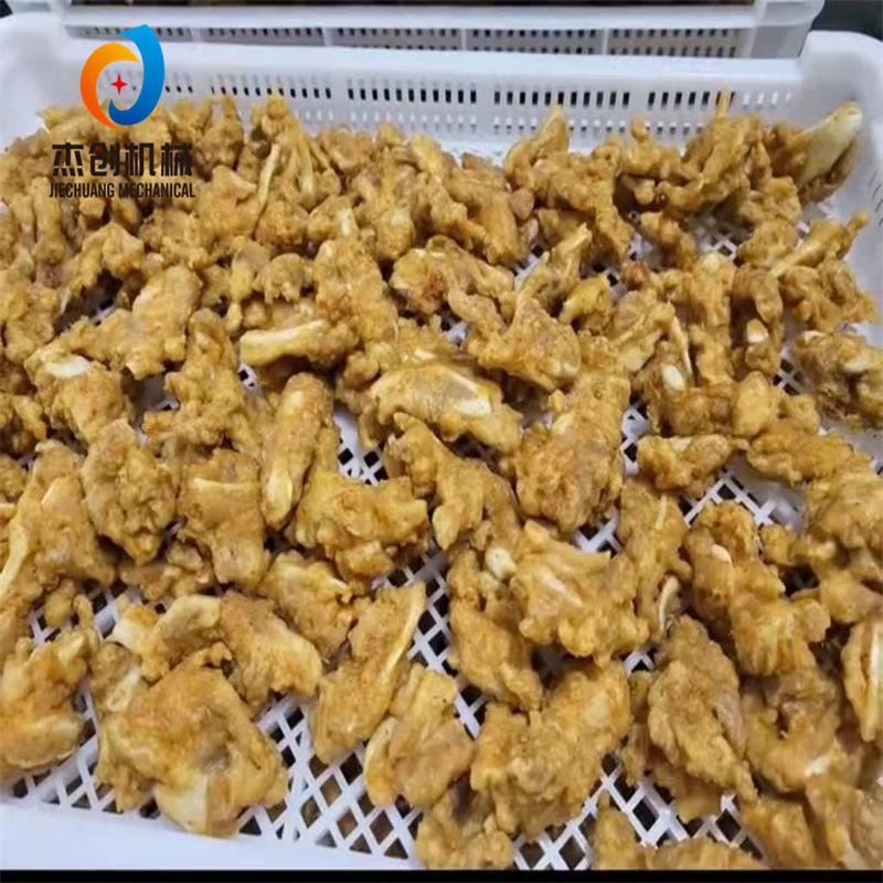 杰创4000型猪脆骨油炸生产线 肉制品油炸机 排骨肋排油炸设备