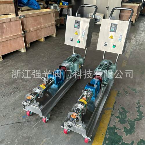 带变频器调速移动式推车304/316L卫生级不锈钢食品级螺杆输送泵