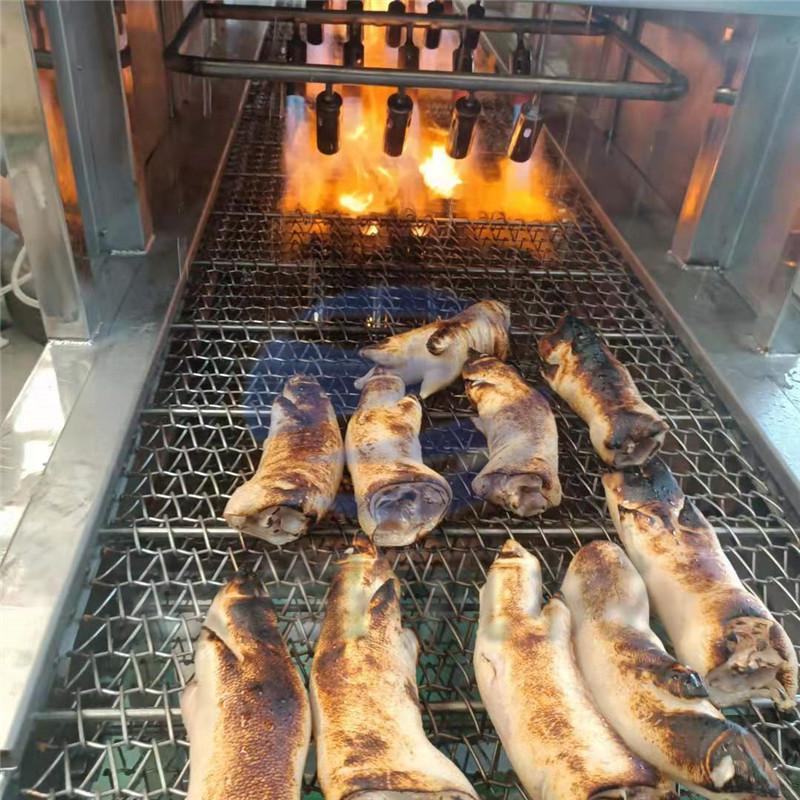 连续式猪蹄带皮五花肉烧毛机 猪脚细毛液化气喷毛设备 家禽燎毛机