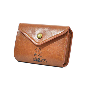 史努比卡通短款钱包女日韩风大容量三折按扣PU皮零钱包