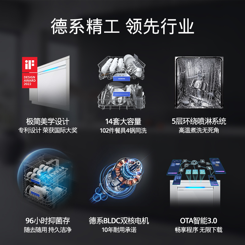 【极净魔盒】西门子14套嵌入式洗碗机官方家用全自动SJ43XW33KC