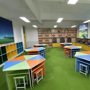 六边形组合桌六角电脑桌团体活动桌科学实验桌三角梯形桌八边桌子