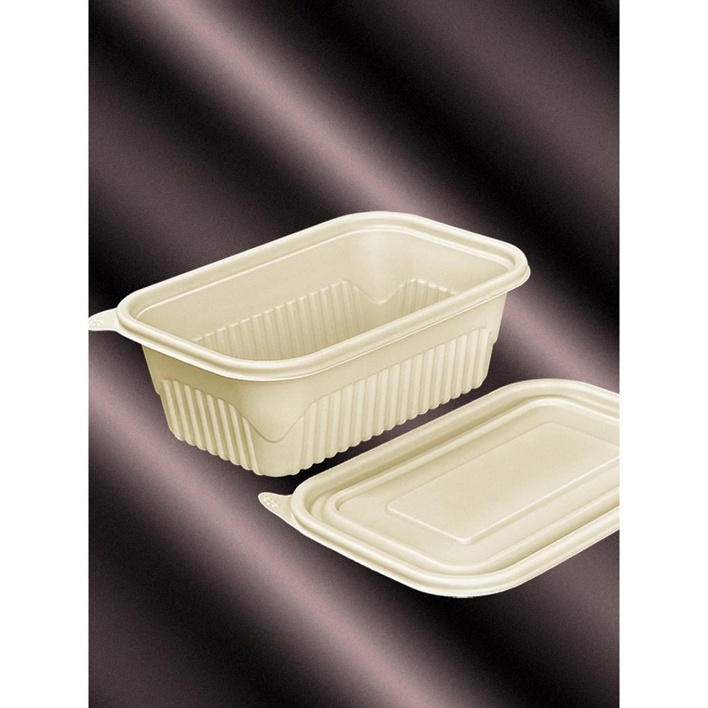 一次性长方形打包盒分格可降解环保餐盒带盖外卖两格玉米淀粉饭盒