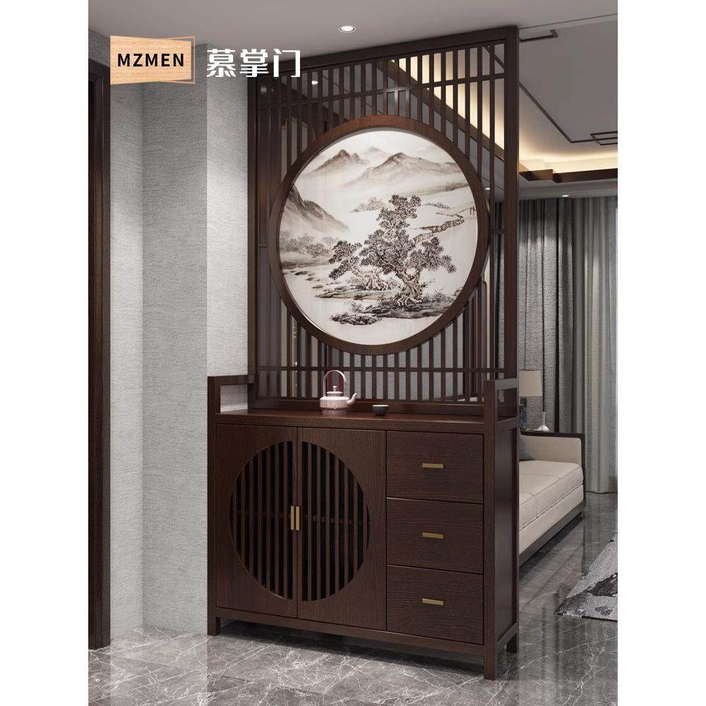 新中式实木屏风隔断储物柜鞋柜小户型入口门隔断一体格栅切割现代,住宅家具,座屏,淘宝优惠券,粉丝福利购,淘宝优惠卷