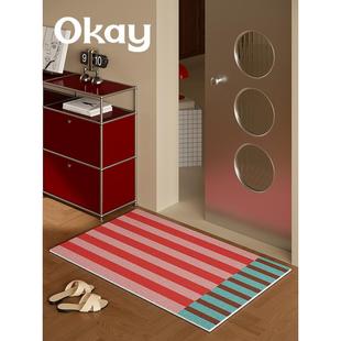 okay覆古条纹丝圈入户地垫大门口家用可裁剪 pvc耐脏防滑除尘脚垫
