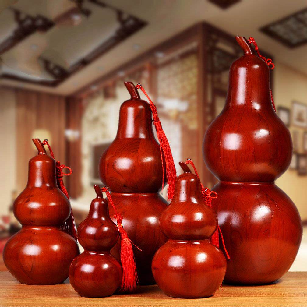 桃木葫芦摆件 木雕工艺礼品摆饰客厅办公室家居桌面展厅装饰品大