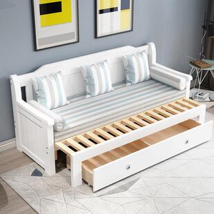 沙发床可折叠抽拉多功能小户型客厅实木单人折叠床伸缩坐卧推拉床