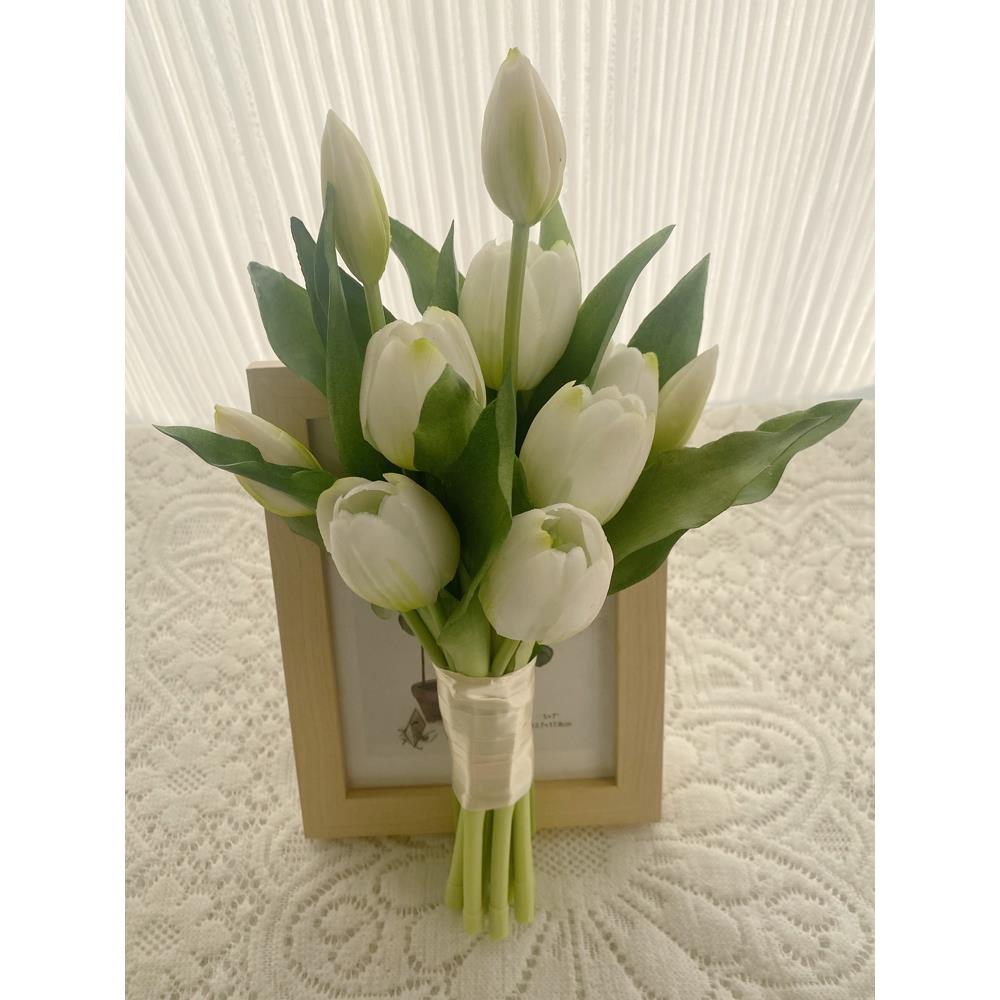 ins清新森系婚纱摄影道具 韩式结婚领证拍照郁金香仿真新娘手捧花