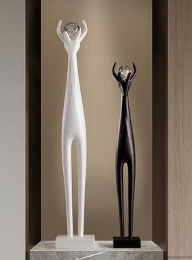 入户玄关客厅大号艺术鹿摆件细长窄落地高档电视柜壁龛家居装饰品