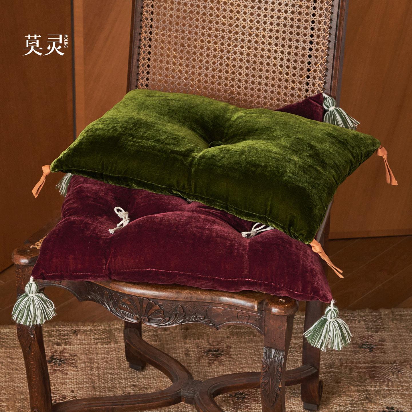 莫玲丝绒抱枕家用客厅沙发靠背垫高级感复古丝绒座垫流苏靠枕