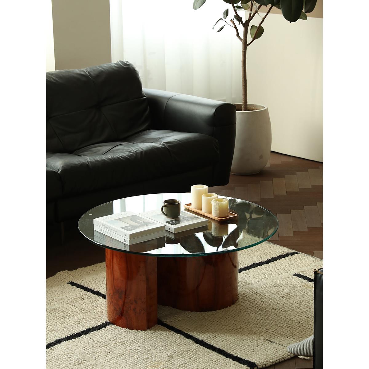 创意异形玻璃茶几，树瘤，极简客厅，卧室，沙发，边桌，休闲娱乐