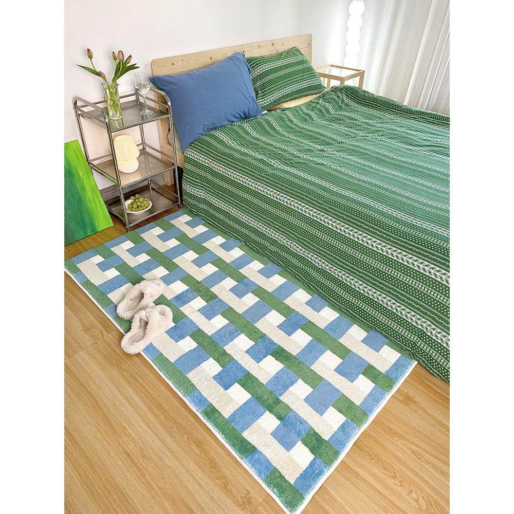 地毯卧室床边毯ins风长条女生床前垫房间加厚毯地垫绿色飘窗地垫,居家布艺,地毯,淘宝优惠券,粉丝福利购,淘宝优惠卷