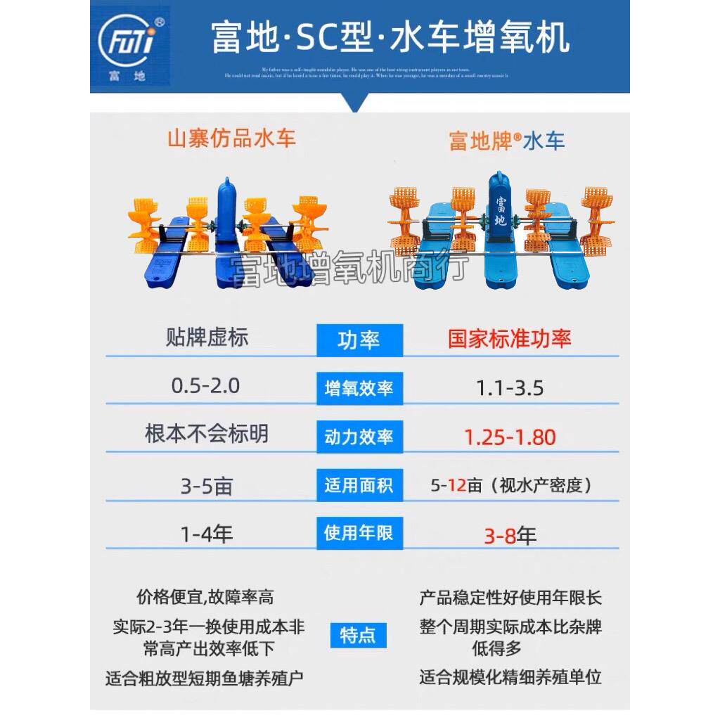 富地增氧机水车式增氧机鱼塘永磁打氧养殖叶轮三相推水大型增氧泵