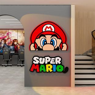 网红马里奥墙面贴纸电竞屋房间布置装饰小改造用品儿童区卧室氛围