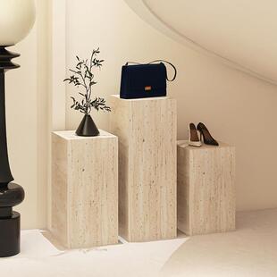 地台展示台服装店模特橱窗底座摆件饰品方形陈列道具洞石风增高台