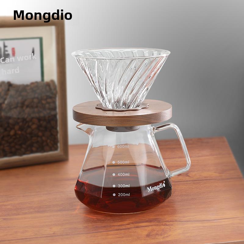 Mongdio手冲咖啡壶套装V60滤杯玻璃分享壶家用冲泡过滤器咖啡漏斗