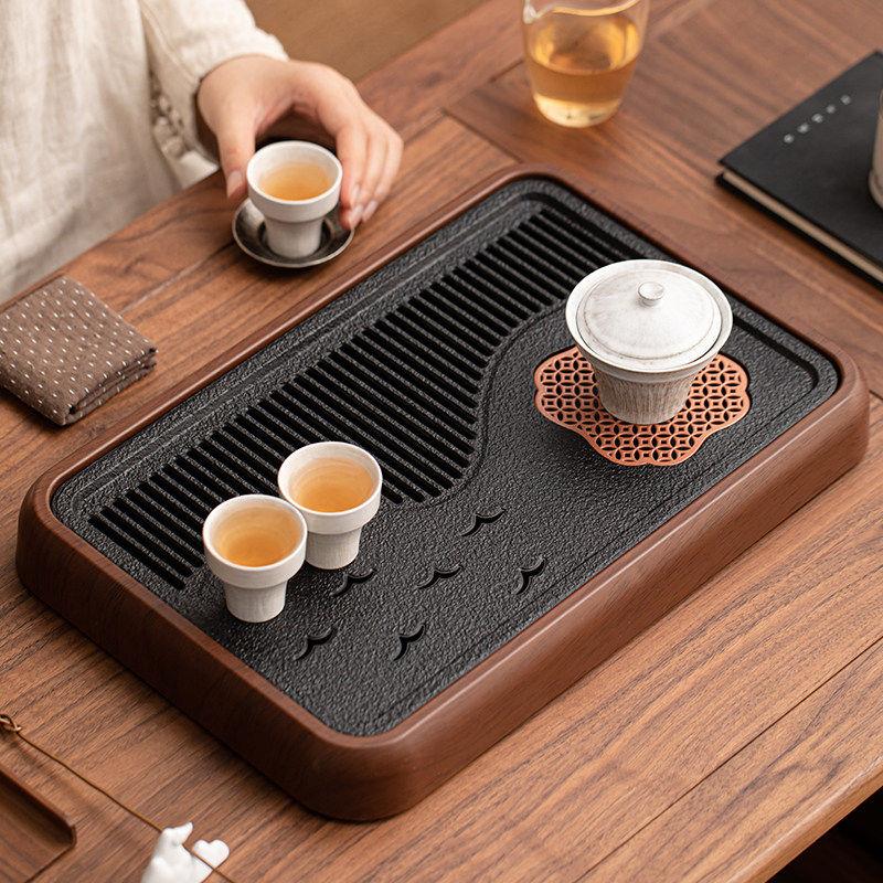 仿乌金石茶盘家用轻便小型排水茶台储水托盘功夫茶具沥水干泡茶海