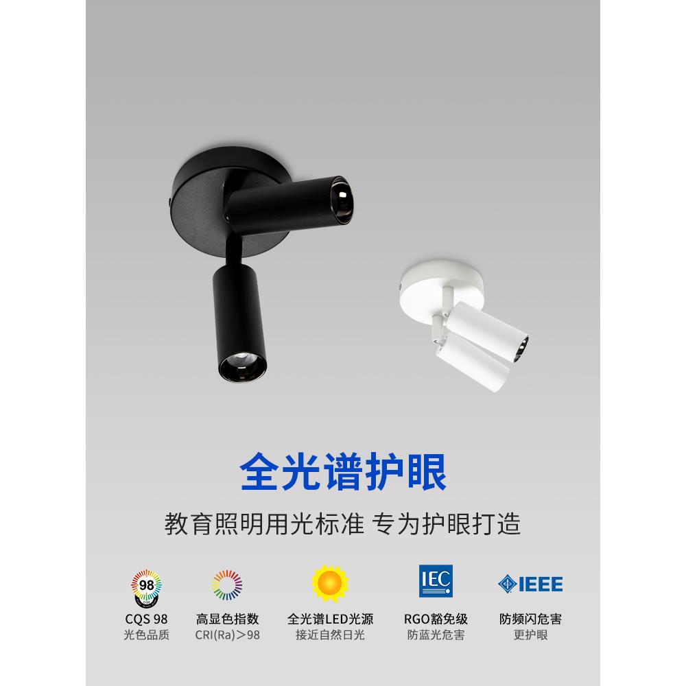 明装射灯双头可旋转客厅背景墙玄关书房无主灯可调角度吸顶射灯