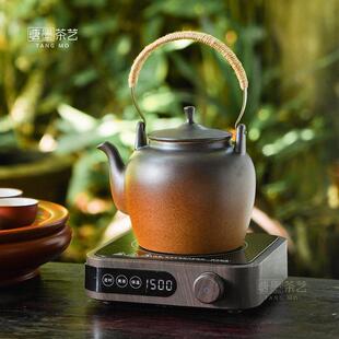 覆古粗陶煮茶壶大容量陶瓷烧水壶黑晶炉明火养生壶家用大号单个壶