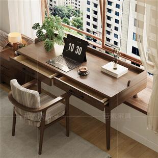 卧室飘窗书桌改造带抽屉可伸缩推拉实木电脑桌窗台长短腿桌子定制