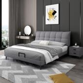 布艺床简约现代主卧双人大床科技布软包极简婚床免洗猫抓布小户型