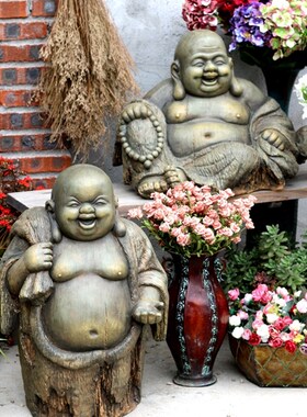 玄关佛像摆件东南亚禅意摆设泰国坐佛佛首佛头工艺品瑜伽会所软装