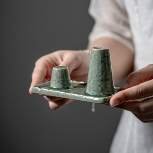 功夫道晾壶架越窑青瓷祥云中式茶席摆件复古陶瓷紫砂壶茶壶盖子托