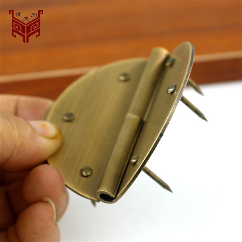 中式仿古纯铜可脱卸铰链红木中式家具衣柜鞋柜门圆形明装纯铜合页