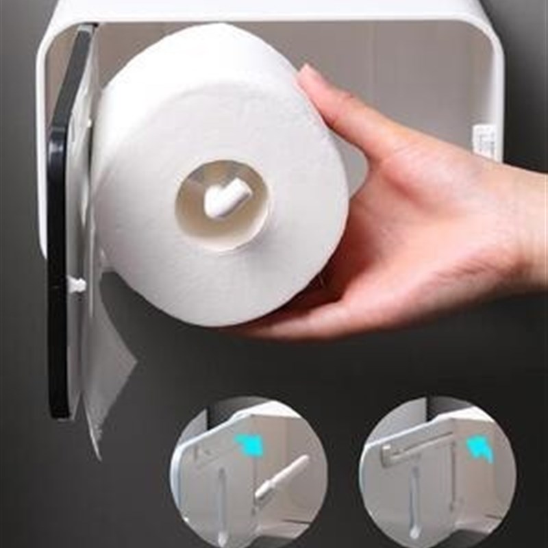 侧所放纸盒挂墙式免打孔纸巾抽白色轻奢卫生纸商用防水纸挂架厕纸