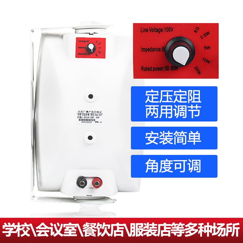 壁挂式定阻音箱店铺教室会议室挂壁音响学校背景音乐定压喇叭