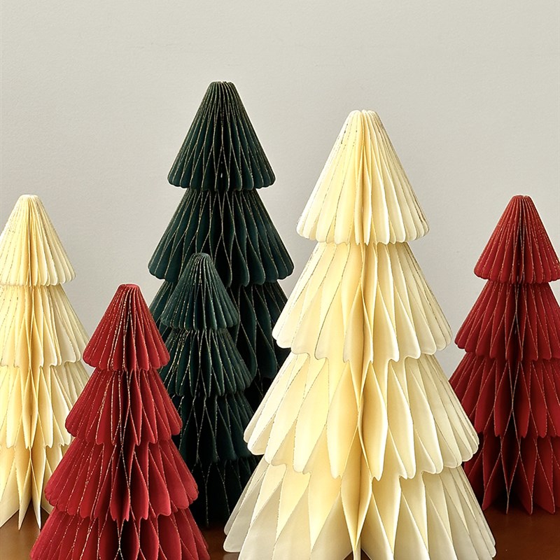 圣诞节创意折纸树氛围感纸艺装饰品酒店商场餐厅客厅吧台桌面摆件