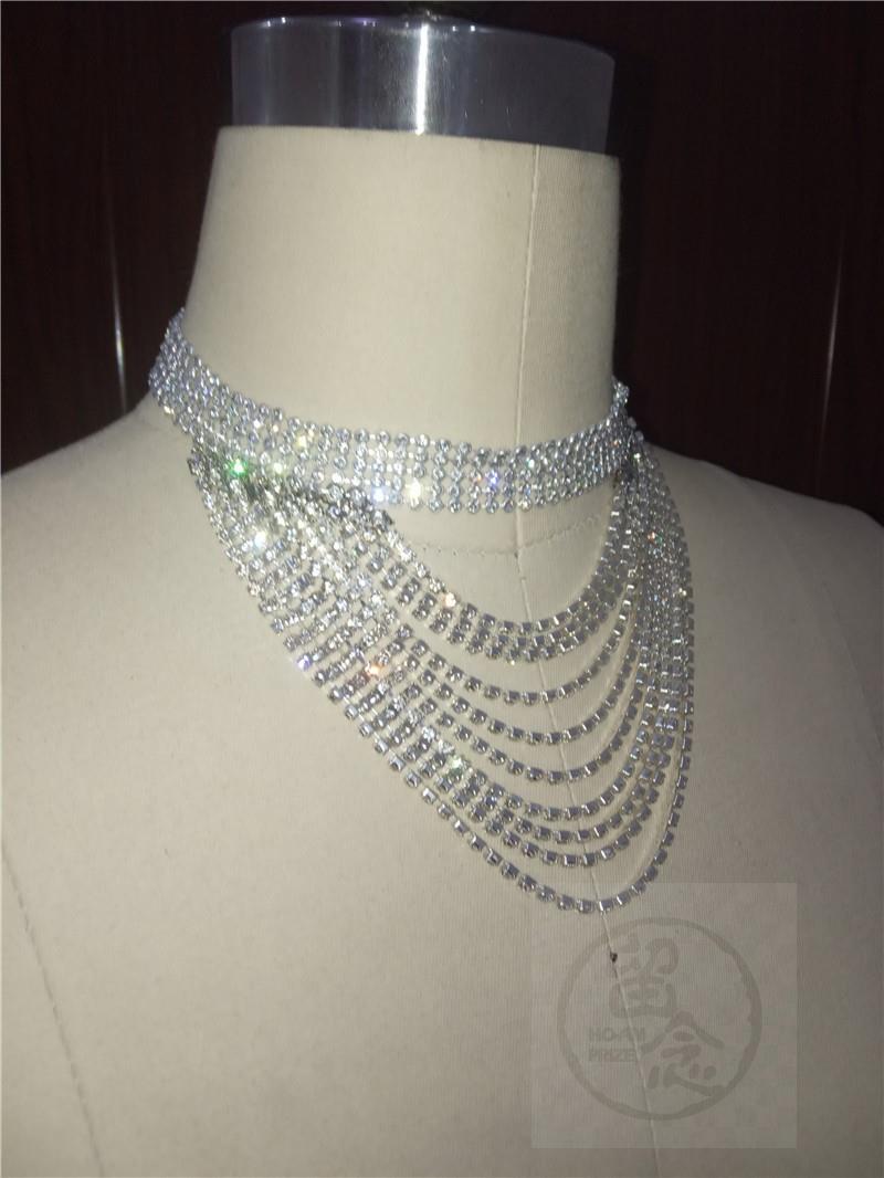 。Insdiy multi-layer diamond necklace flash diamond clavicle