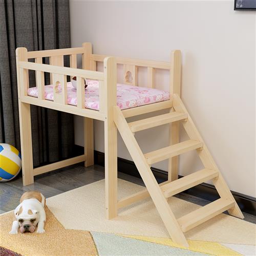 多省包邮狗床双层宠物床实木泰迪比熊上下铺狗窝公主床猫窝宠物窝