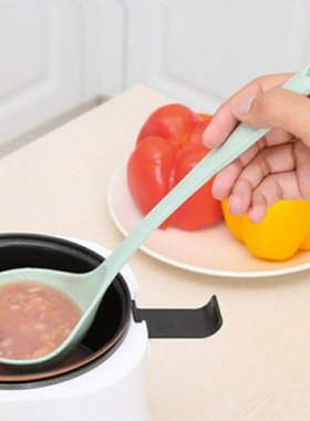Tableware Wheat Straw Rice Ladle 1Pcs 4 Colors Long Handle