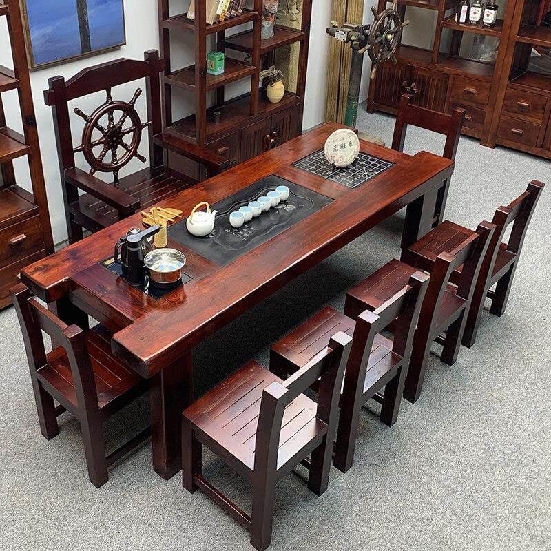老船木茶桌椅组合实木功夫茶台新中式泡茶几家用办公茶具套装一体