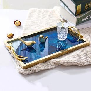 轻奢托 托盘收纳茶盘功夫茶茶具盘高颜值杯子茶托 托金属长方形欧