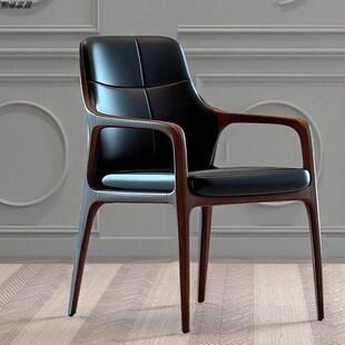 酋长椅北美黑胡桃木覆古休闲椅客厅实木单人沙发椅覆古休闲椅子