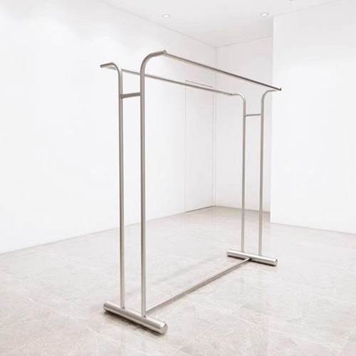 服装展示架不锈钢中岛架落地式双排挂衣架双杠男女童装专用货架