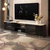 2025轻奢茶几客厅新款 创意高级感加长大户型电视柜岩板黑色别墅