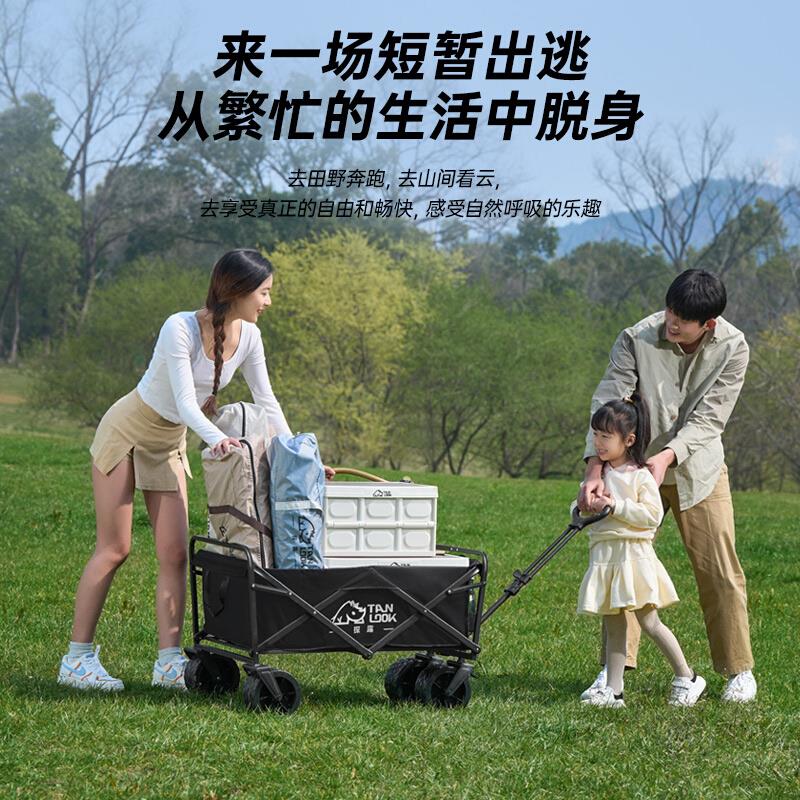 露营推车可折叠户外手推野餐车营地拖车摆摊小拉车桌板野营车